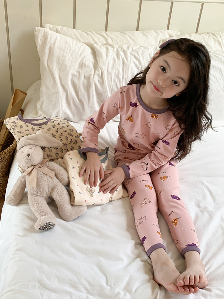 Long Sleeve Printed Pajamas 長袖 プリント パジャマ セット【mh0012243】