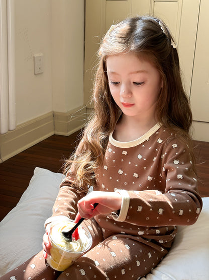 Long Sleeve Printed Pajama Set 長袖 プリント パジャマ セット【mh0012244】