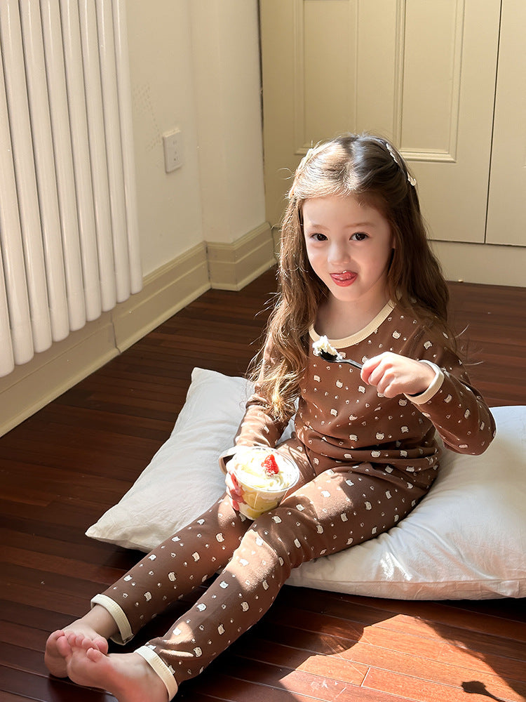 Long Sleeve Printed Pajama Set 長袖 プリント パジャマ セット【mh0012244】