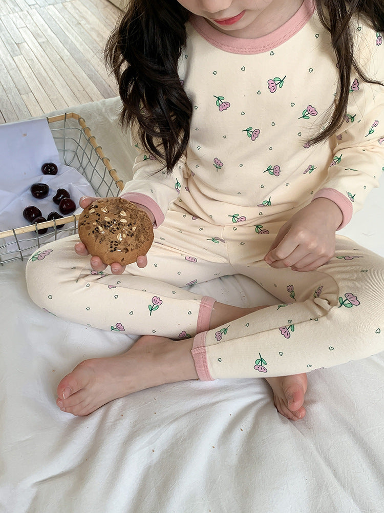 Long Sleeve Printed Pajamas 長袖 プリント パジャマ セット【mh0012243】