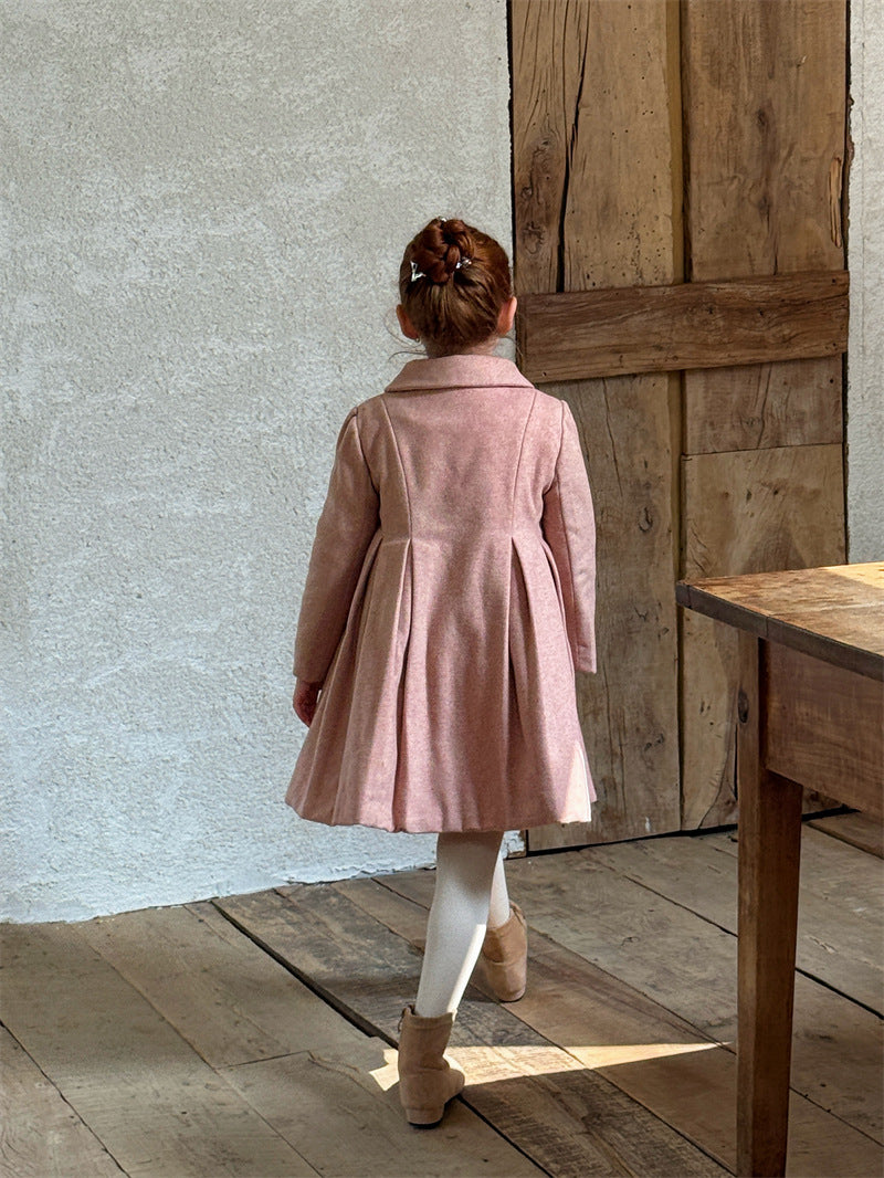 ウールコート ミディ丈 Aライン 襟付き リボンベルト ドレッシー【mh0011622】