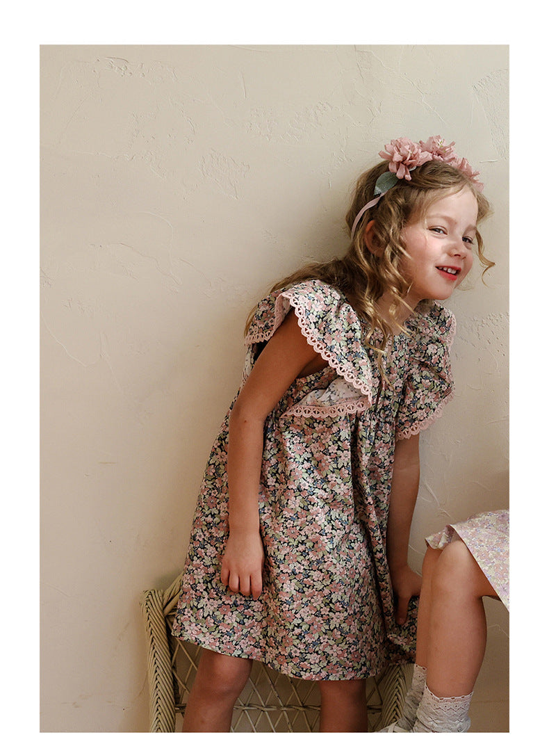 Floral Butterfly Dress 花柄 バタフライスリーブワンピース【mh0012983】