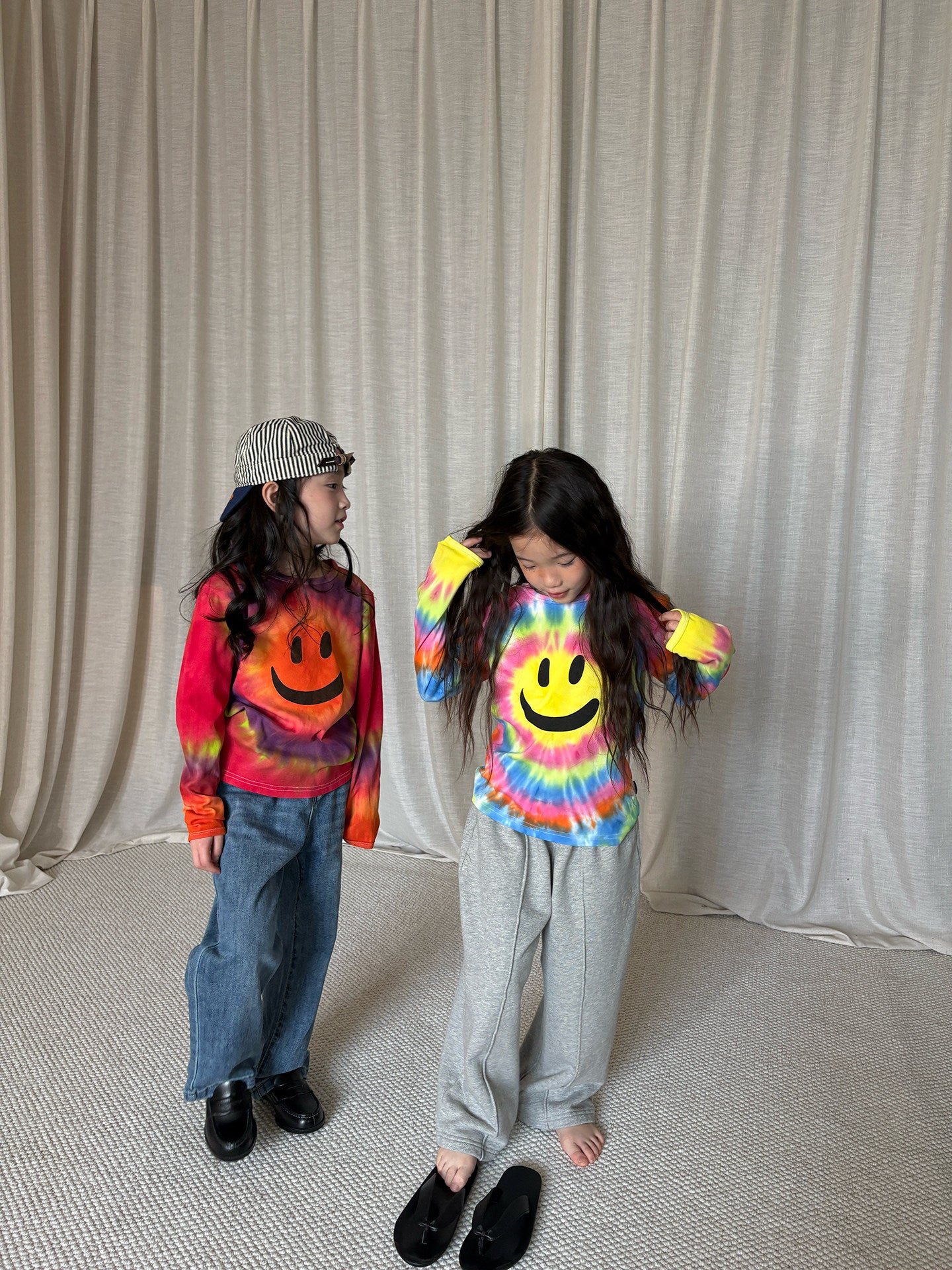yummy&rocky | Tie Dye Smiley Cotton Long Sleeve T-Shirt [mh0020168]
