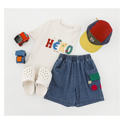 Graphic Explorer Hero Tシャツ デニムショートパンツ セットアップ【mh0012730】