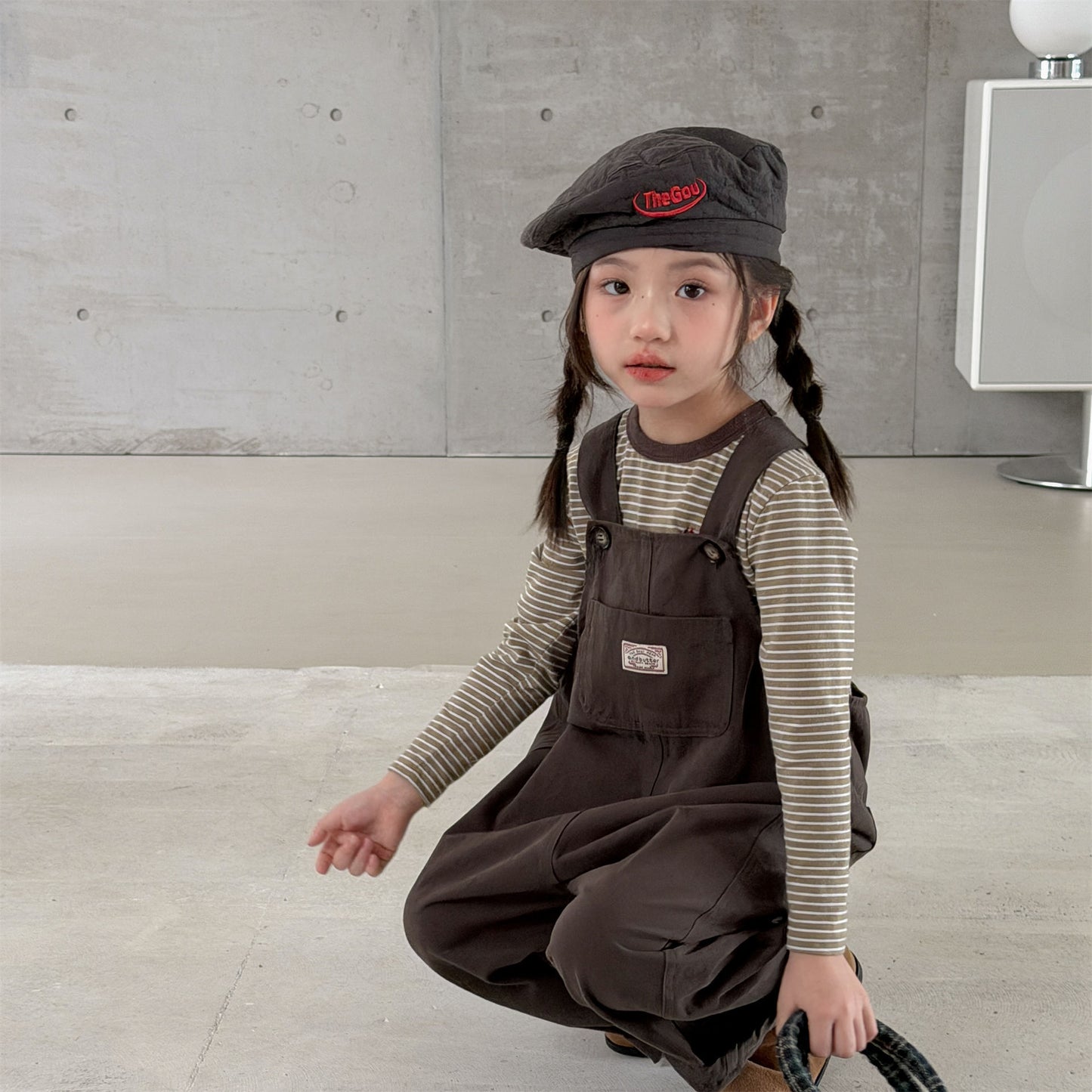 Kids' Polka Dot & Check Pocket Overalls [mh0014053]