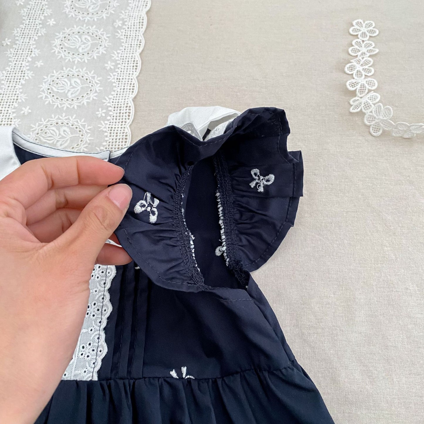 Bow Embroidery Ruffle Romper Dress ラッフル ロンパース ワンピース【mh0013161】