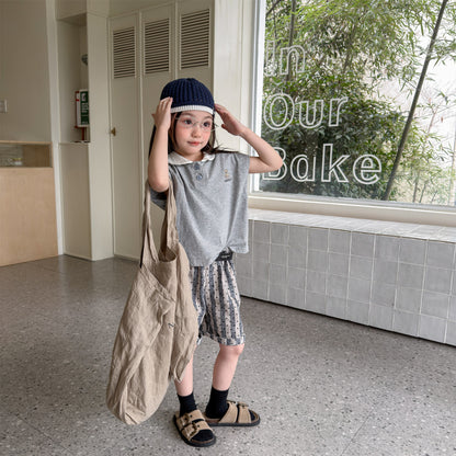 Bear Embroidery Short Sleeve Polo Shirt クマ 刺繍 ポロシャツ【mh0012666】