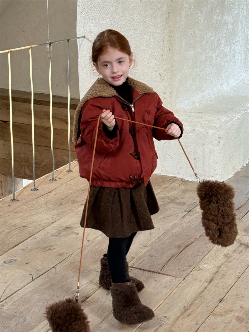 ジャケット 中綿 ボア襟 ダッフル風 トグルボタン ショート丈 アウター【mh0011615】