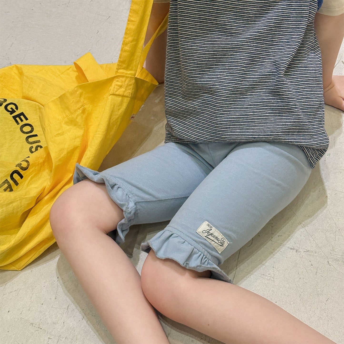 Ruffle Hem Dot Cotton Capri Leggings フリル ハーフ丈レギンス【mh0012663】
