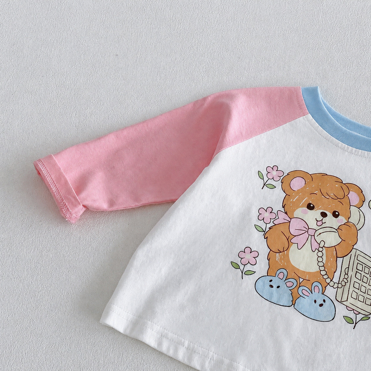 キッズ キャラクタープリント 配色ラグラン 長袖Tシャツ【mh0014040】