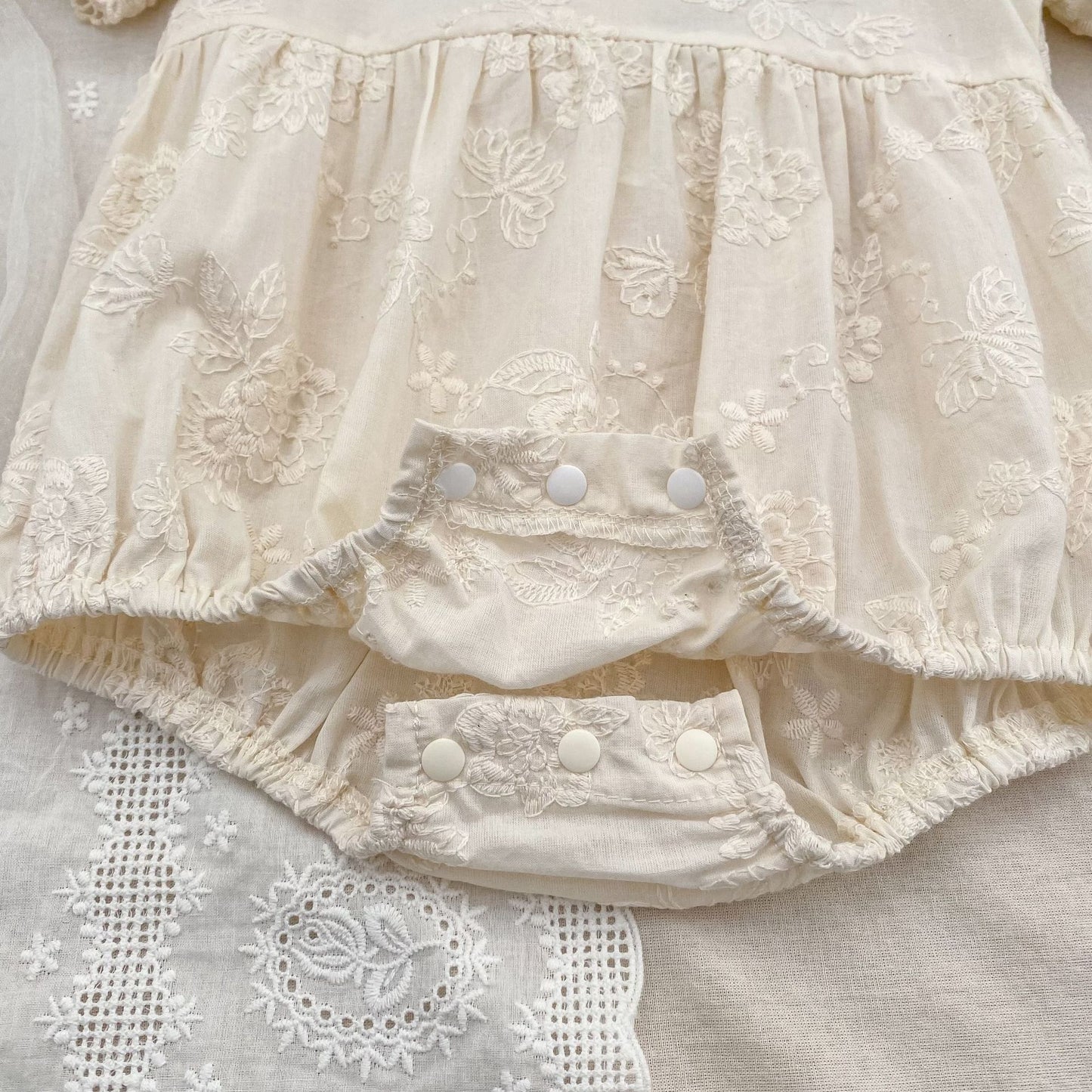 Embroidered Puff Sleeve Romper And Dress 刺繍 パフスリーブ ロンパース ワンピース【mh0013166】
