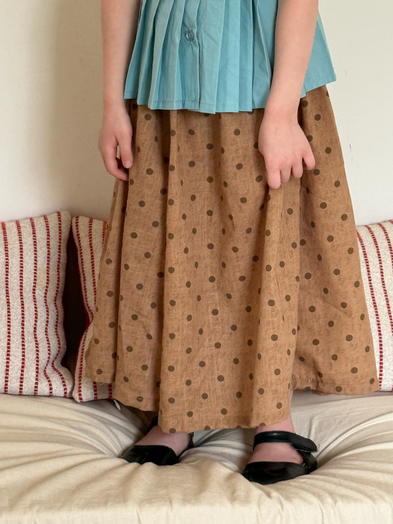Textured Cotton Linen Culottes ドット シンプル ロングガウチョパンツ【mh0012822】