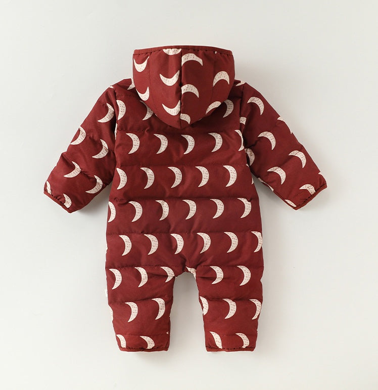 アウタージャンプスーツ プリント 中綿 厚手 フード付 キルティング【mh0011700】