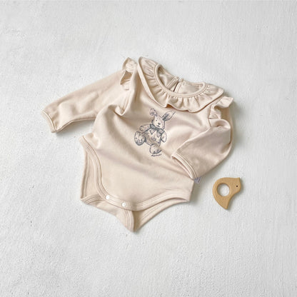 Rabbit Print Ruffle Romper うさぎ プリント ロンパース【mh0012502】
