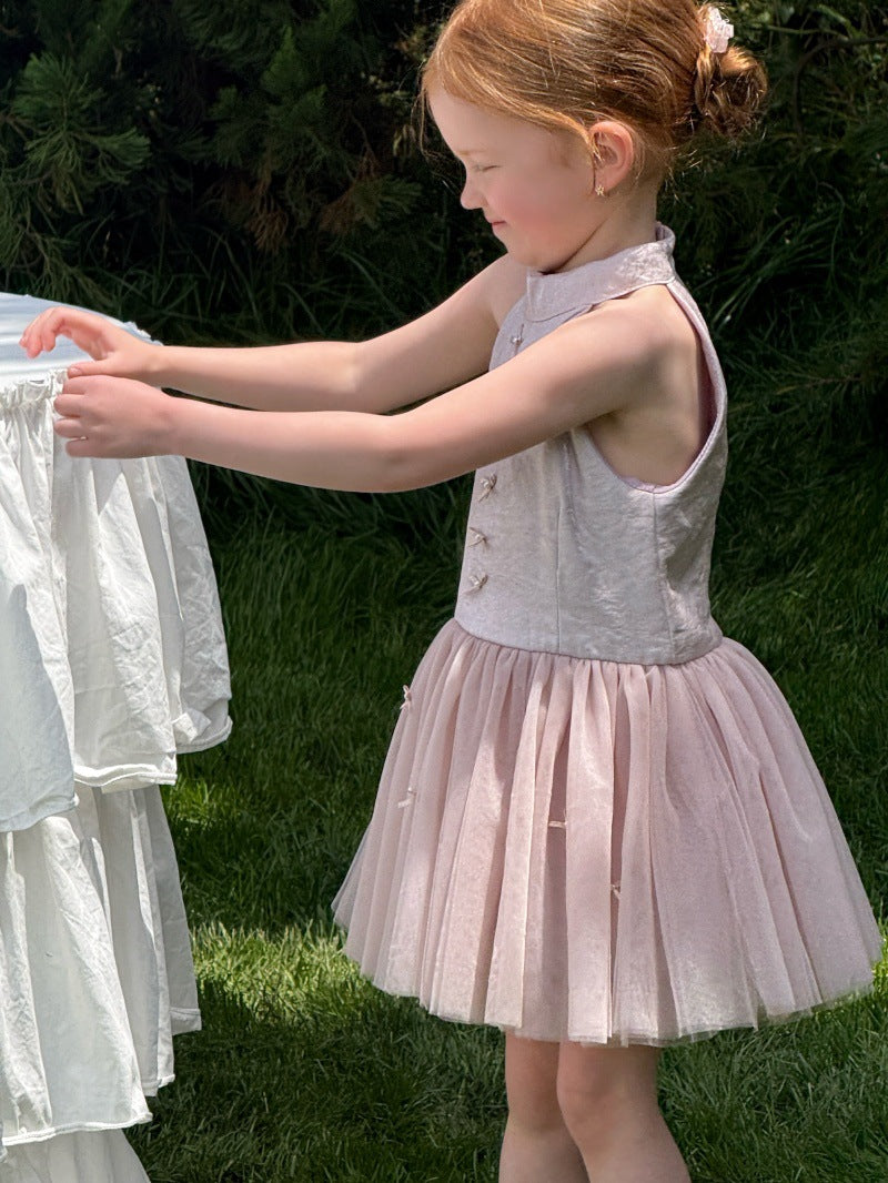 Bow Tulle Halter-Neck Elegant Princess Dress チュール ホルターネックワンピース【mh0013239】