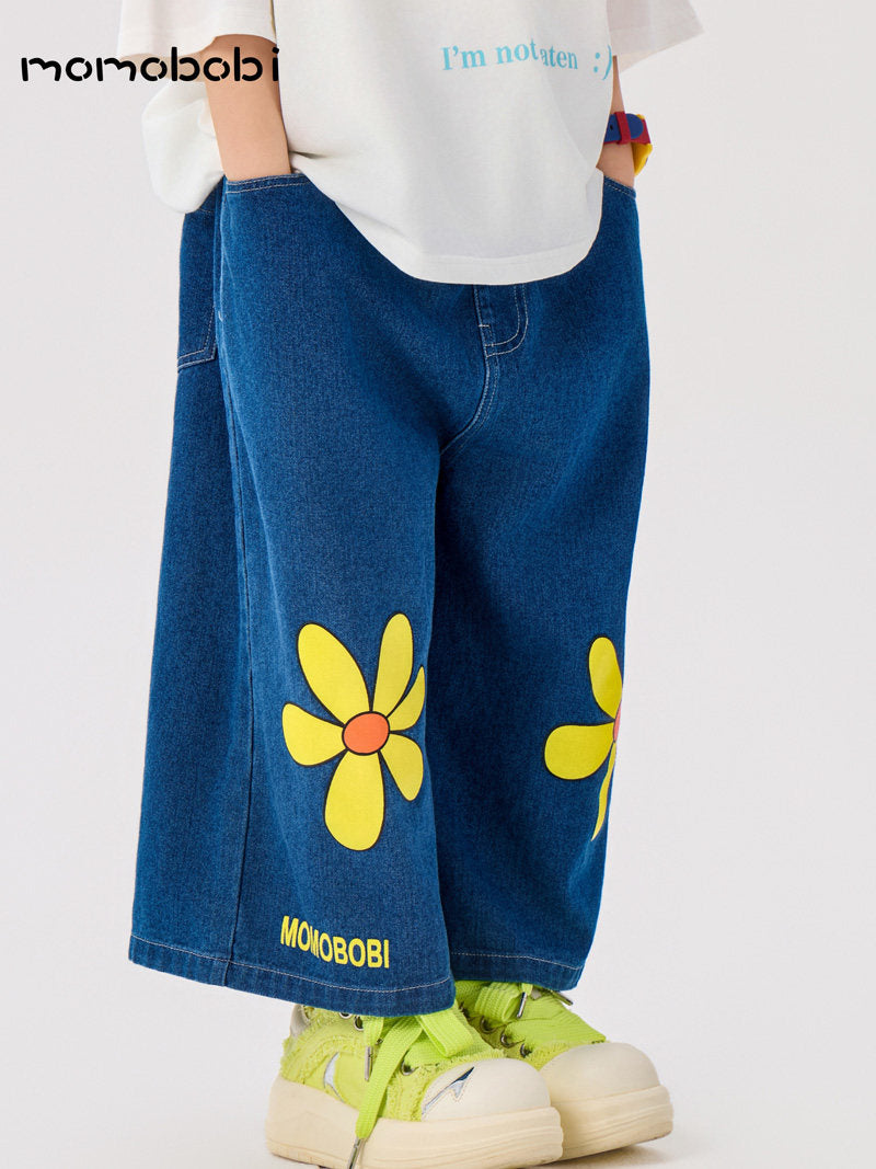 Flower Print Denim Cropped Pants フラワー デニムパンツ【mh0013001】