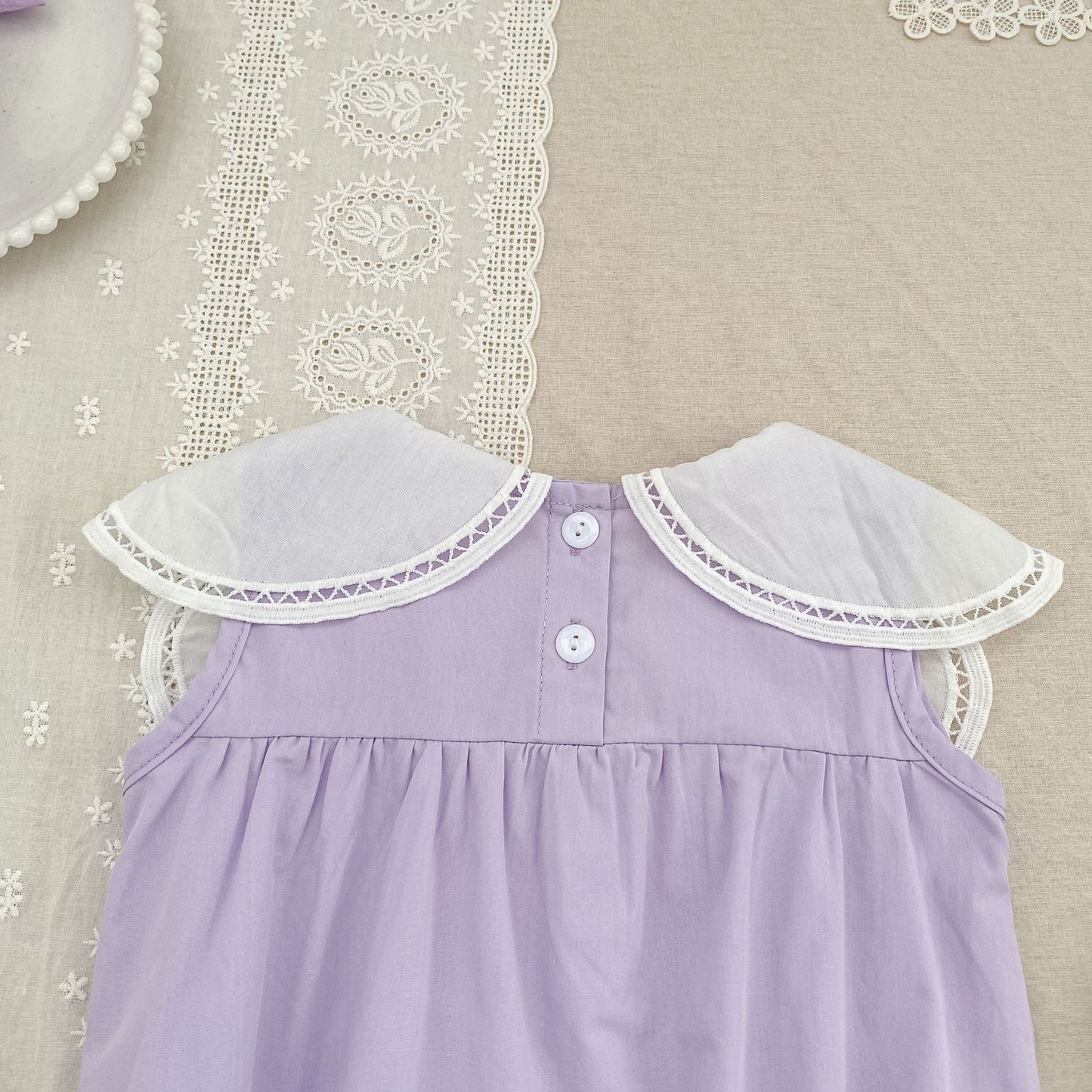 Petal Collar Romper Puff Sleeve Dress ラッフル ロンパース ミモレ丈ワンピース【mh0013158】