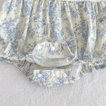 Floral Lace Collar Romper Dress パフスリーブ ロンパース 半袖ワンピース【mh0013164】