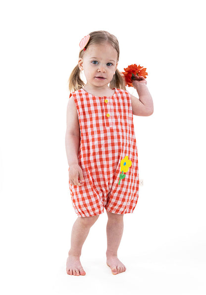 Gingham Sleeveless Jumpsuit Romper チェック ノースリーブロンパース【mh0013216】