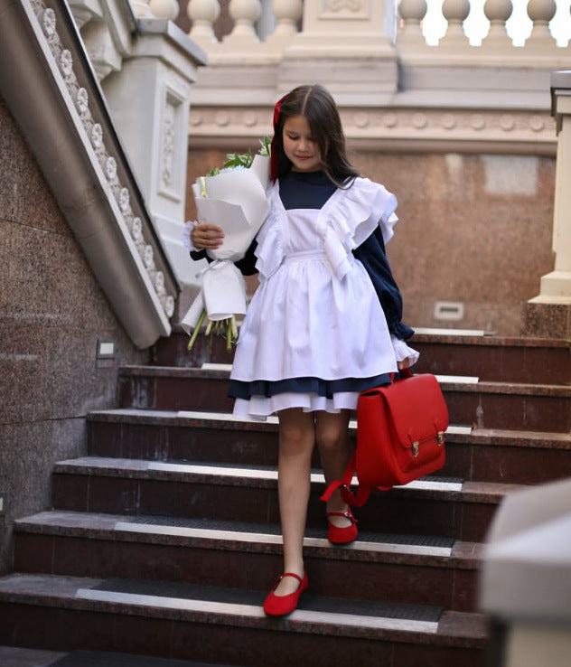 Vestido lolita de algodón para niña con chaleco de hada estilo JK, vestido de encaje para primavera/otoño de 2027 【mh0014743】