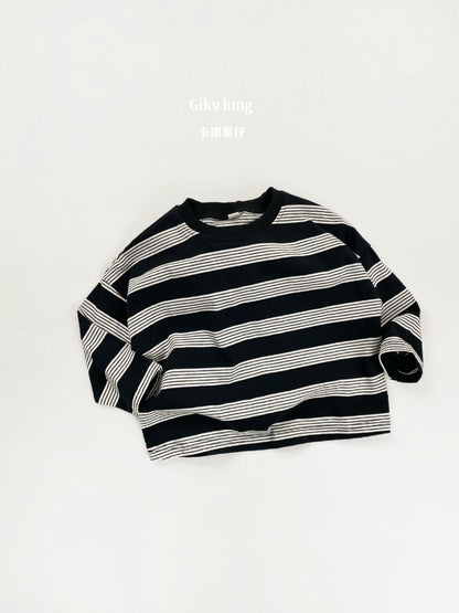 Wide Stripe Loose Long Sleeve T-shirt