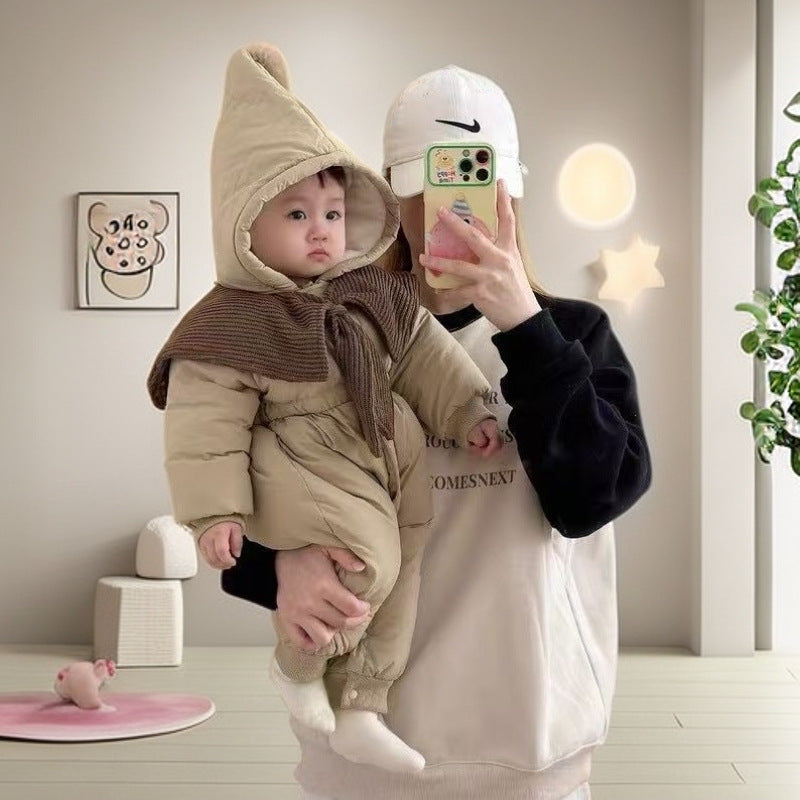 アウタージャンプスーツ 中綿 厚手 フード付 ボア カバーオール【mh0011692】