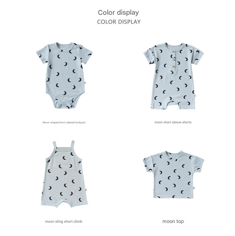 Crescent Moon Series ムーンプリント ロンパース Tシャツ【mh0013026】