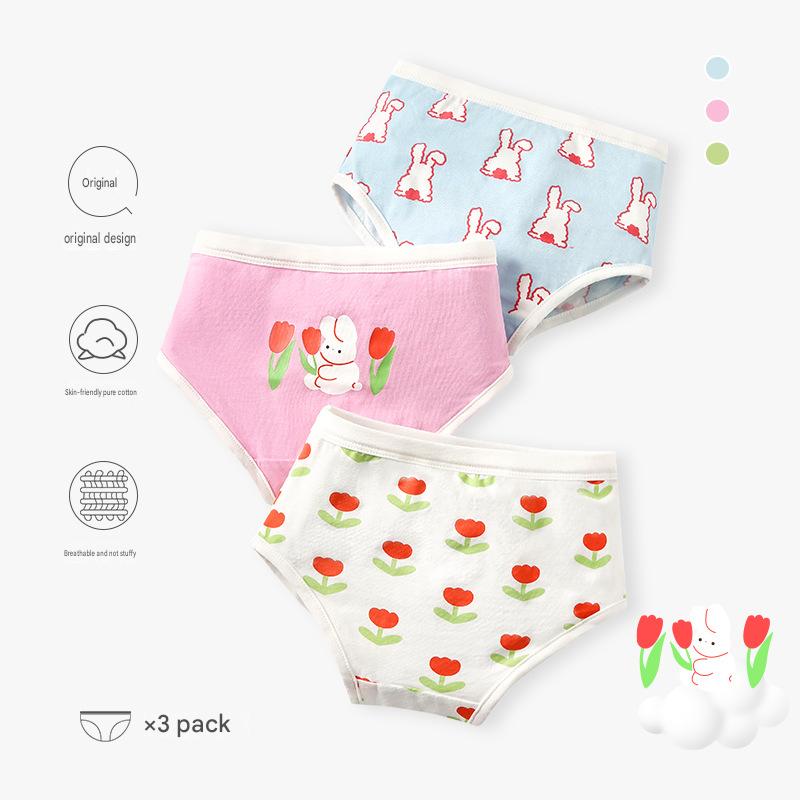 Floral Rabbit Cozy Mesh Briefs ボタニカル ショーツ 3枚セット【mh0013560】