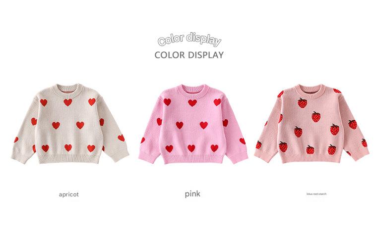 長袖セーター いちご/ハート ニットトップス プルオーバー【mh0011726】