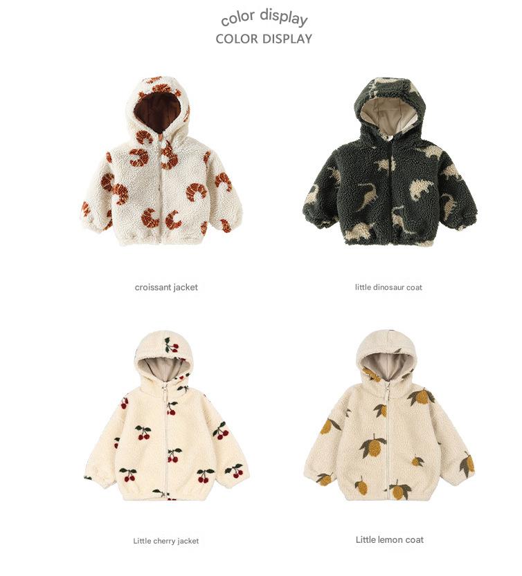 ボアジャケット 厚手 チェリーレモンダイナソーブレッド フード付 カジュアル アウター【mh0011708】