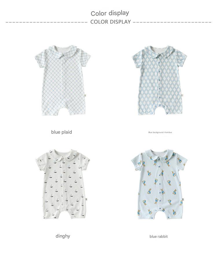 Plaid Cotton Romper ドールカラー 半袖ロンパース【mh0013028】