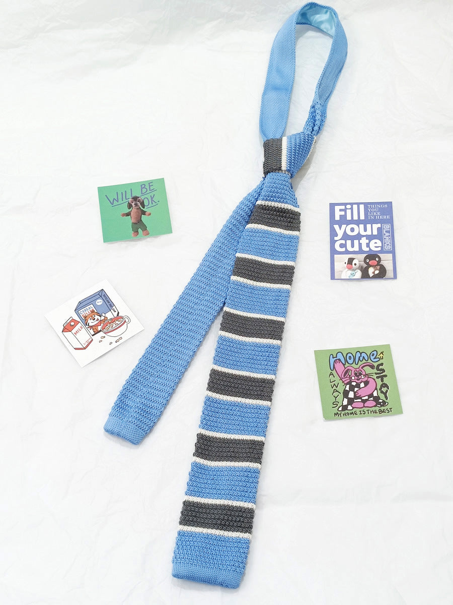 Wide Stripe School Tie ニット ストライプ ネクタイ【mh0013014】