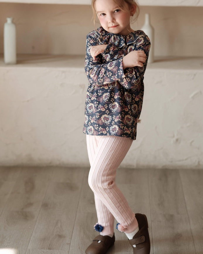 ニットレギンス ラッフル ポンポン付き キッズ 女の子 ボトムス【mh0011569】