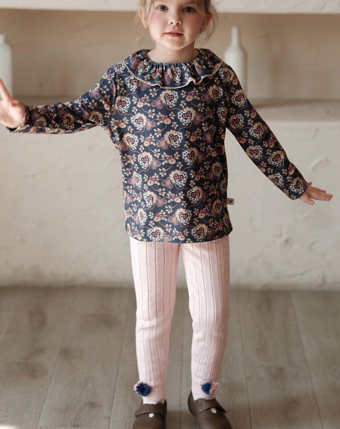 ニットレギンス ラッフル ポンポン付き キッズ 女の子 ボトムス【mh0011569】