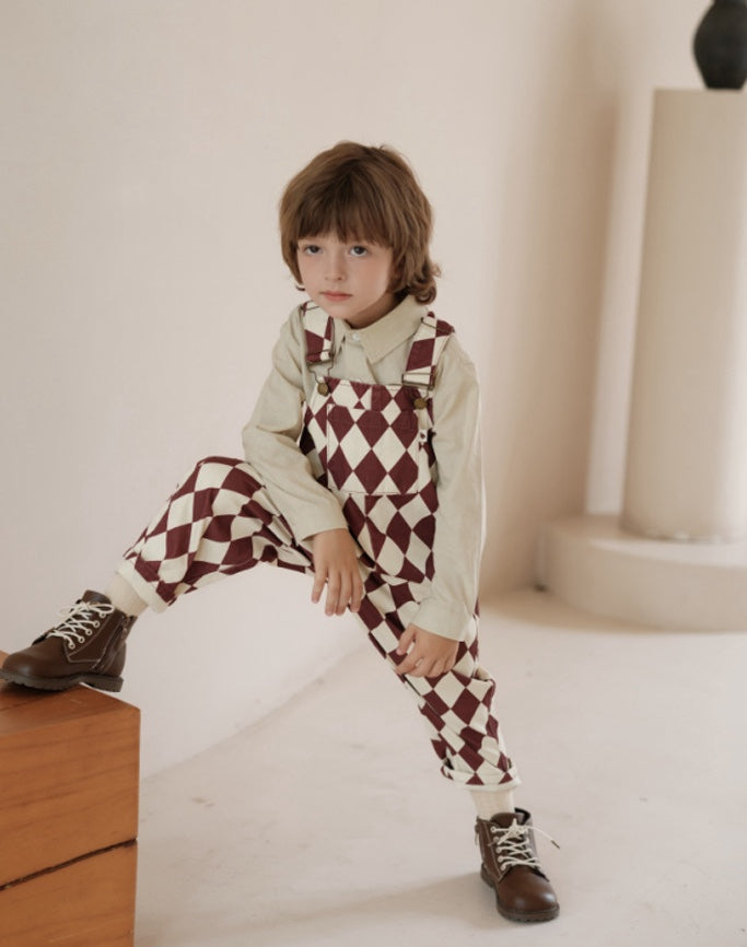 オーバーオール アーガイル柄 サロペット キッズ ベビー【mh0011565】