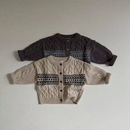 Baby & Kids Nordic Pattern Knit Cardigan【mh0014628】