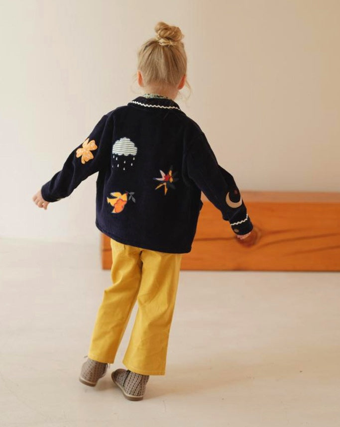 コーデュロイ キッズ ジャケット/パンツ 刺繍 カジュアル ワイドシルエット【mh0011573】