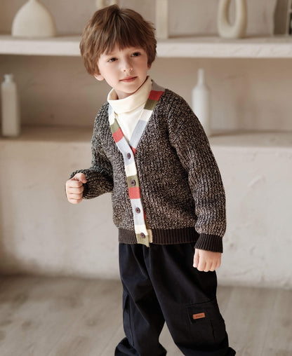 ニットカーディガン Vネック カラフル トリム【mh0011575】