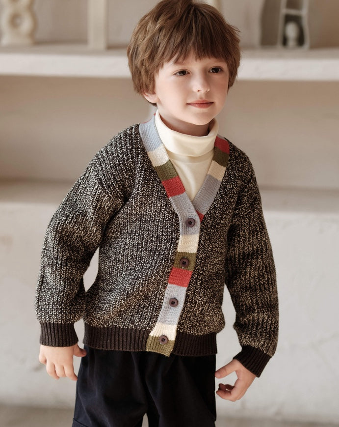 ニットカーディガン Vネック カラフル トリム【mh0011575】