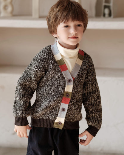 ニットカーディガン Vネック カラフル トリム【mh0011575】