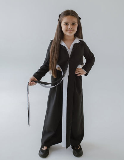 Kids' Bicolor Paneled Layered-Look Long-Sleeve Shirt + Wide-Leg Long Pants Set【mh0014741】