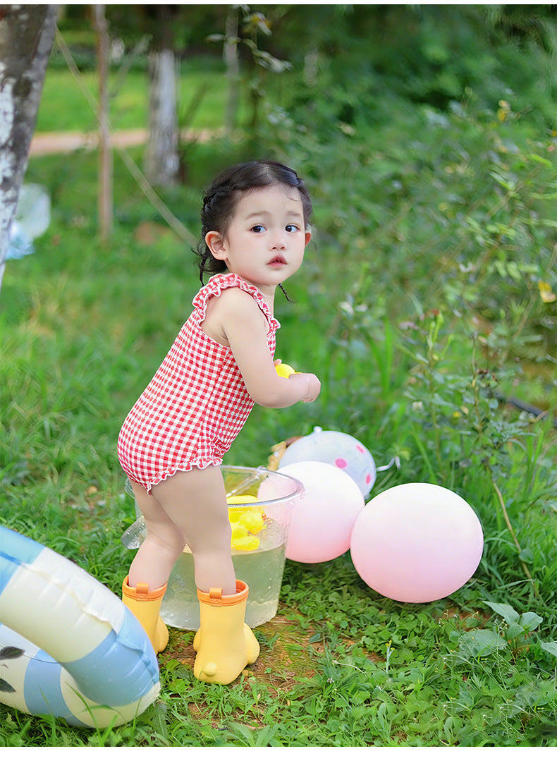 UPF50 Plus Gingham Ruffled One-piece ギンガムチェック 水着【mh0012602】