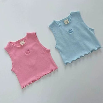 Personalized Love Embroidery Top ハート 刺繍 ノースリーブTシャツ【mh0012901】