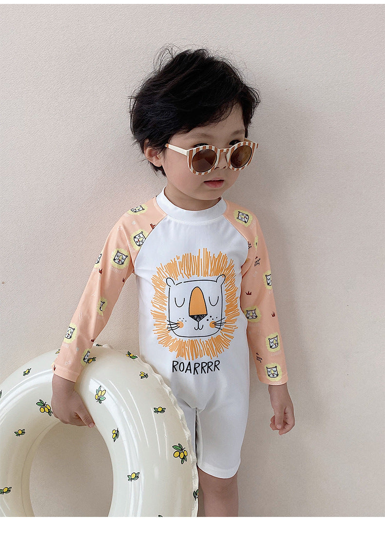 UPF50 Plus Cartoon Long Sleeve One-piece Animal Print Long Sleeve Swimsuit [mh0012594]