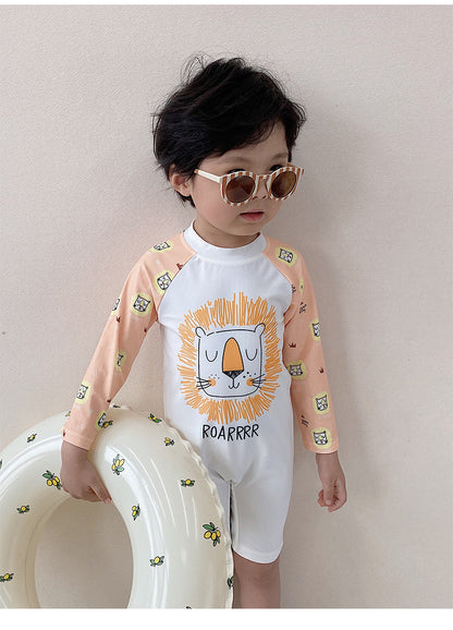 UPF50 Plus Cartoon Long Sleeve One-piece Animal Print Long Sleeve Swimsuit [mh0012594]