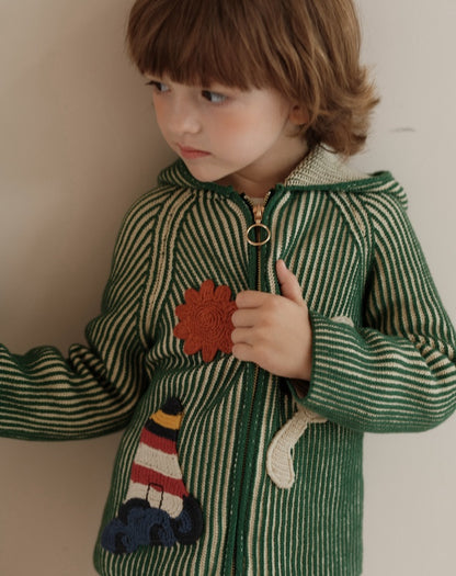 ニットカーディガン アップリケ フード付き キッズ【mh0011558】