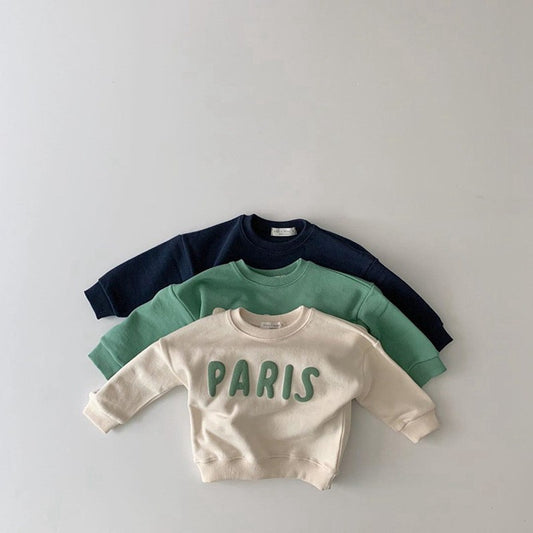 Sudadera de manga larga con estampado de logotipo para bebés y niños 【mh0014636】