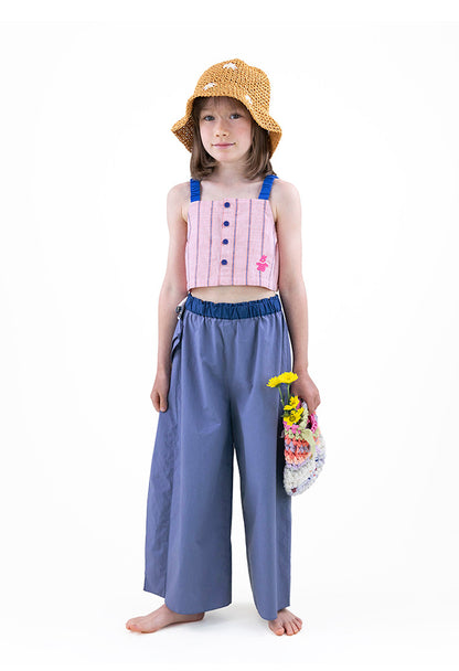 Striped Camisole Washed Wide-Leg Pants ストライプ キャミソール ロングパンツ【mh0013213】