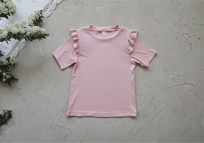 Ruffle Shoulder Tee - Mellow Ruffle Short Sleeve T-Shirt [mh0012986]