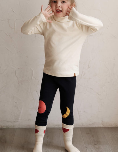 レギンス 太陽 月 プリント キッズ ストレッチ ボトムス【mh0011567】